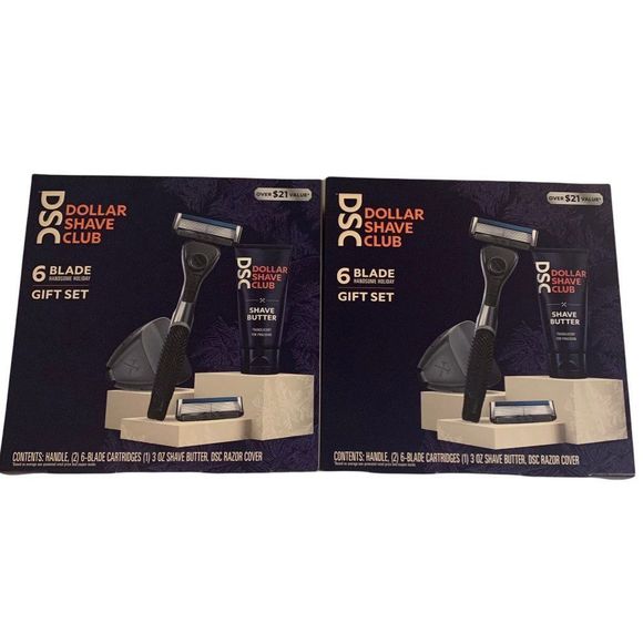 Dollar Shave Club Gift Set of 2 NEW 6 Blade‎ Gift Sets with Shave Butter - PH03 - Picture 1 of 8